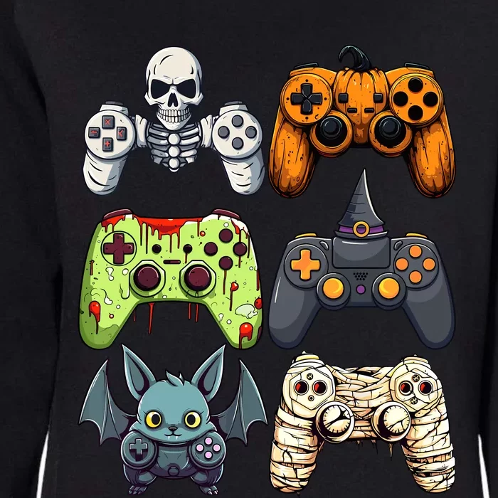 Halloween Gaming Controllers Skeleton Witch Zombie Mummy Womens California Wash Sweatshirt