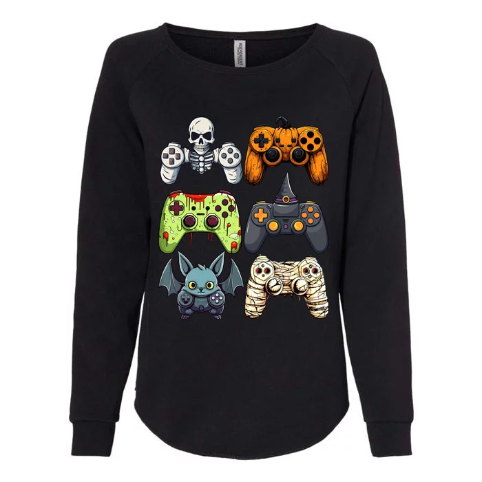 Halloween Gaming Controllers Skeleton Witch Zombie Mummy Womens California Wash Sweatshirt