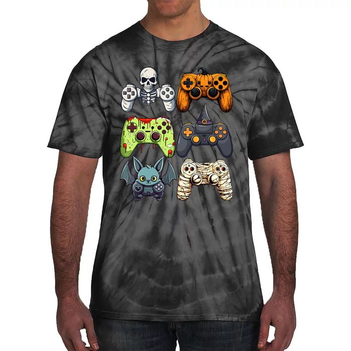 Halloween Gaming Controllers Skeleton Witch Zombie Mummy Tie-Dye T-Shirt