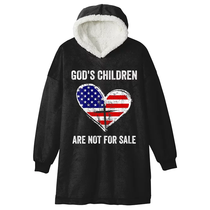 Heart Gods Children Are Not For Sale American Flag Hooded Wearable Blanket