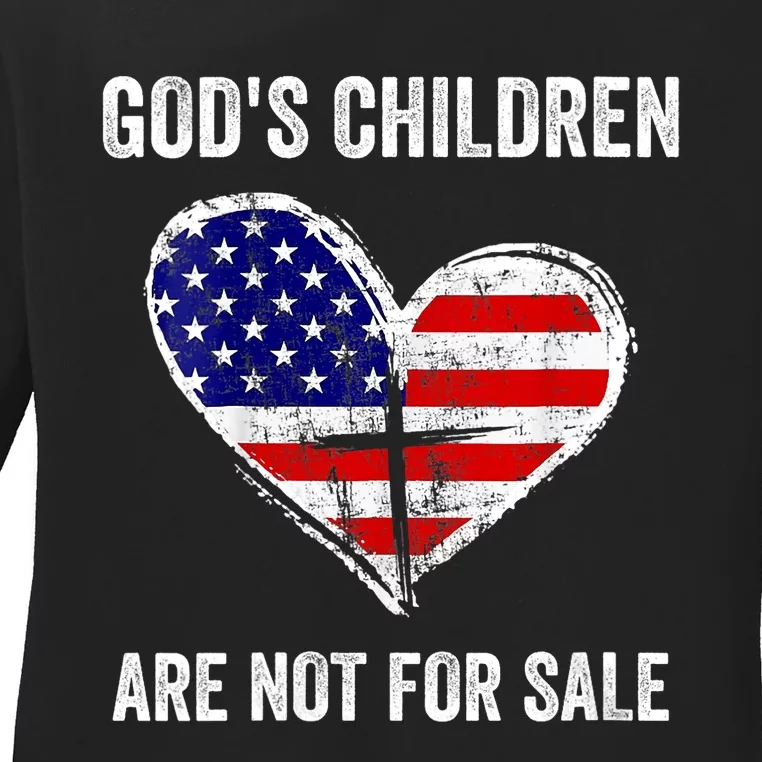 Heart Gods Children Are Not For Sale American Flag Ladies Long Sleeve Shirt