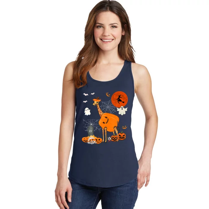 Halloween Giraffe Costume Horror Pumpkin Boo Ghost Lover Ladies Essential Tank