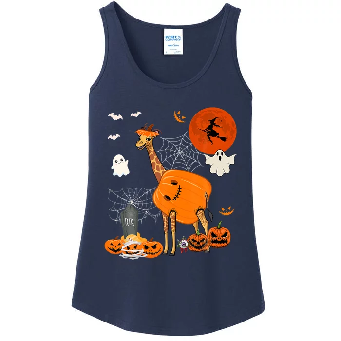 Halloween Giraffe Costume Horror Pumpkin Boo Ghost Lover Ladies Essential Tank