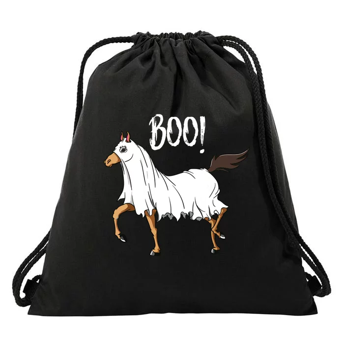 Horse Ghost Costume Funny Equestrian Horse Lover Halloween Drawstring Bag