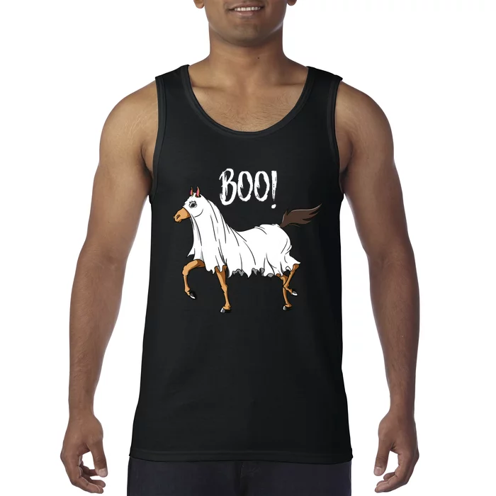 Horse Ghost Costume Funny Equestrian Horse Lover Halloween Tank Top