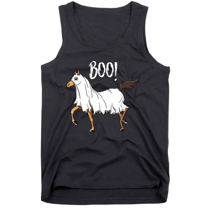 Horse Ghost Costume Funny Equestrian Horse Lover Halloween Tank Top