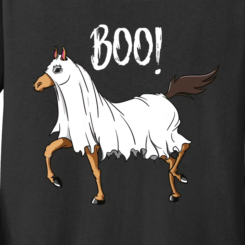 Horse Ghost Costume Funny Equestrian Horse Lover Halloween Kids Long Sleeve Shirt