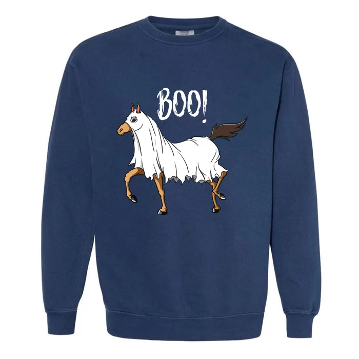 Horse Ghost Costume Funny Equestrian Horse Lover Halloween Garment-Dyed Sweatshirt