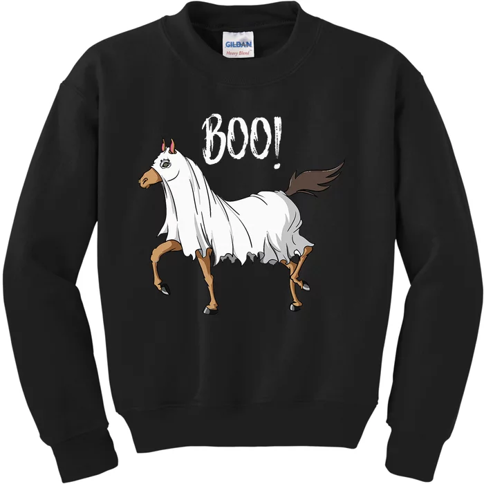 Horse Ghost Costume Funny Equestrian Horse Lover Halloween Kids Sweatshirt