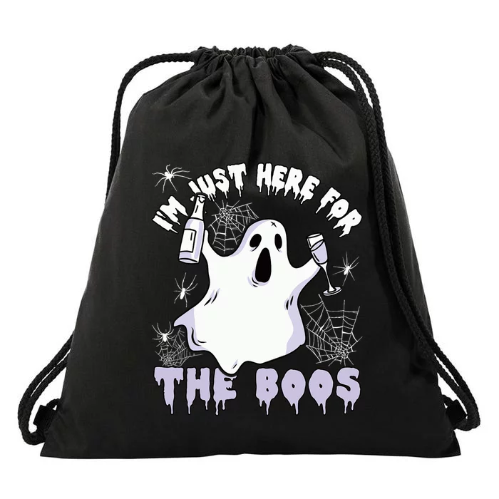 Halloween Ghost Costume Spider Just Here For The Boos Drawstring Bag