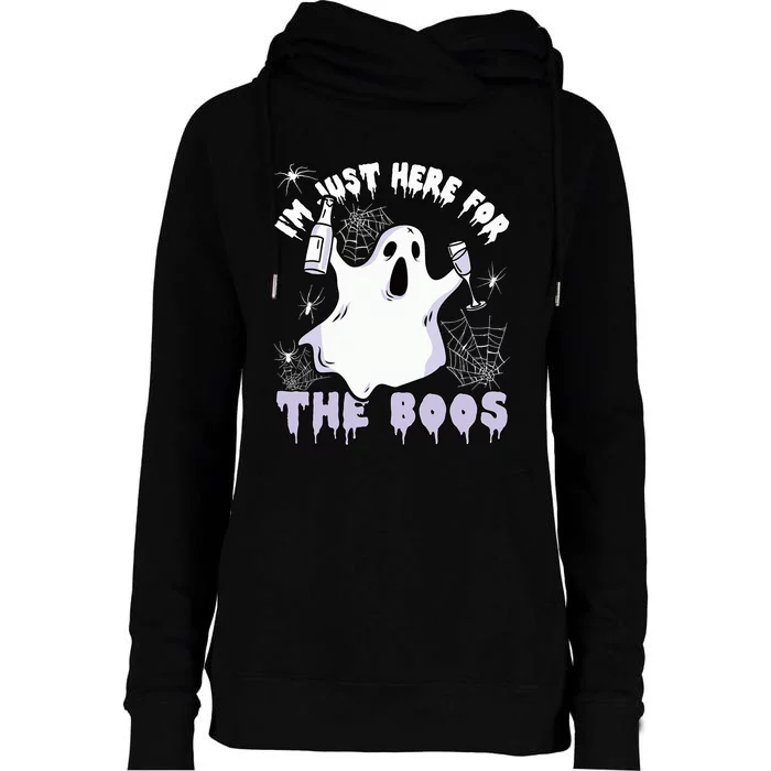 Halloween Ghost Costume Spider Just Here For The Boos Womens Funnel Neck Pullover Hood