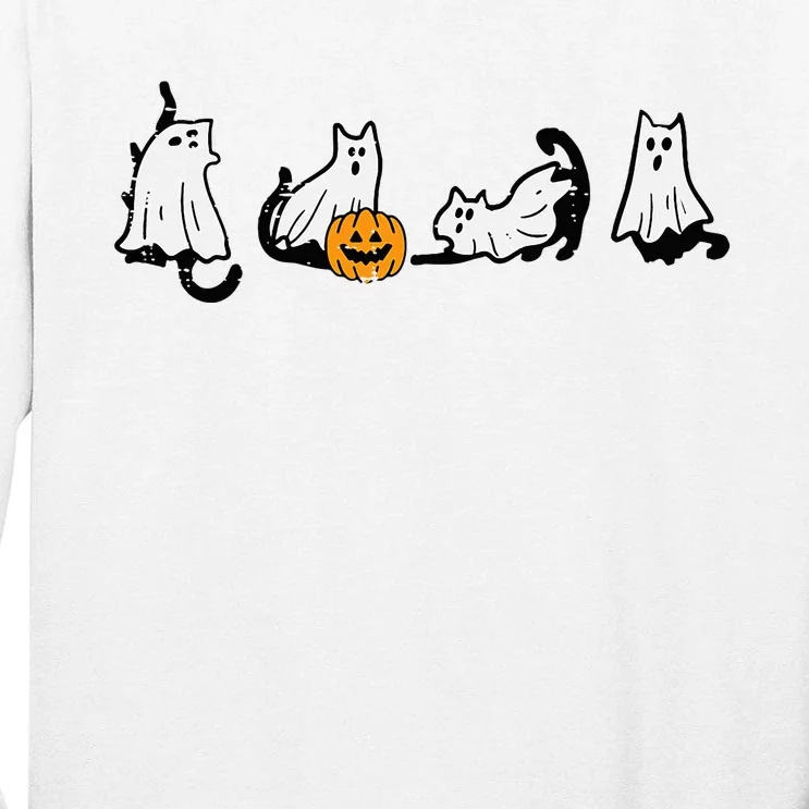 Halloween Ghost Cats Fun Kitten Kitty Costume Tall Long Sleeve T-Shirt