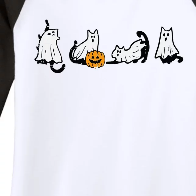 Halloween Ghost Cats Fun Kitten Kitty Costume Women's Tri-Blend 3/4-Sleeve Raglan Shirt