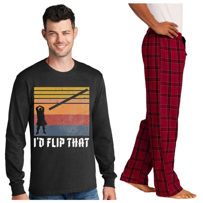 Highland Games Caber Toss Heavy Athlete Gifts Scottish Kilt Long Sleeve Pajama Set