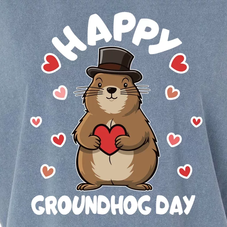 Happy Groundhog Day Punxsutawney Phil Garment-Dyed Women's Muscle Tee