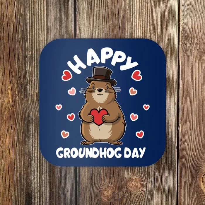 Happy Groundhog Day Punxsutawney Phil Coaster