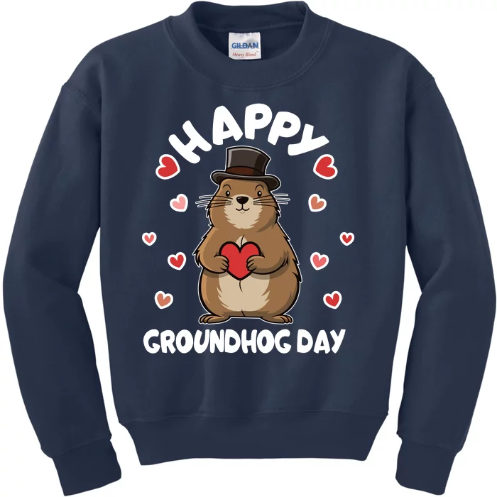 Happy Groundhog Day Punxsutawney Phil Kids Sweatshirt