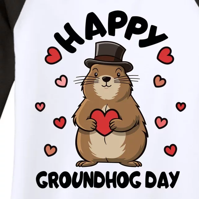 Happy Groundhog Day Punxsutawney Phil Women's Tri-Blend 3/4-Sleeve Raglan Shirt