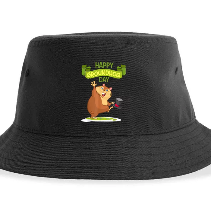 Happy Groundhog Day Funny Groundhog Day Sustainable Bucket Hat