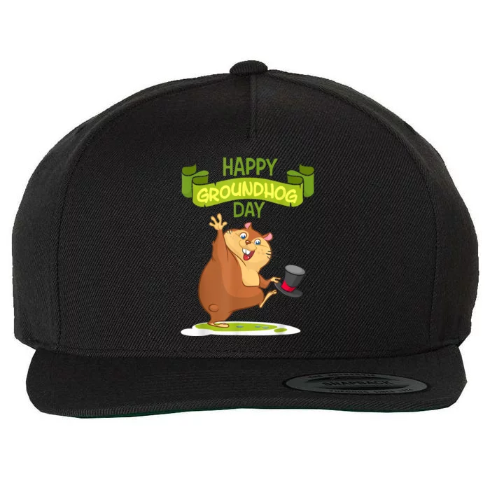 Happy Groundhog Day Funny Groundhog Day Wool Snapback Cap