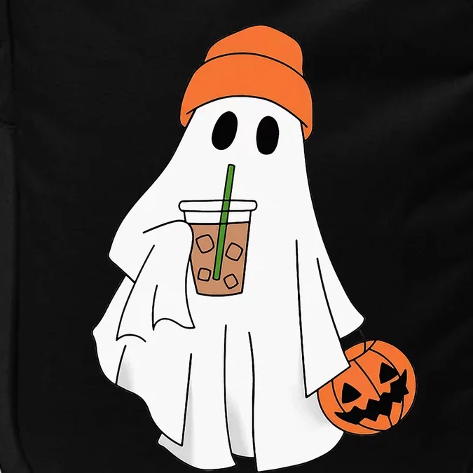 Halloween Ghost Drinking Coffee Ghost Ice Coffee Impact Tech Backpack