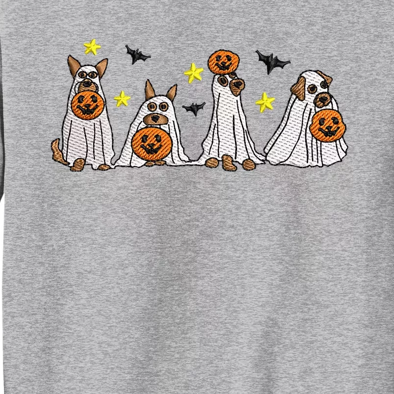 Halloween Ghost Dog Embroidery Effect Design Tall Sweatshirt