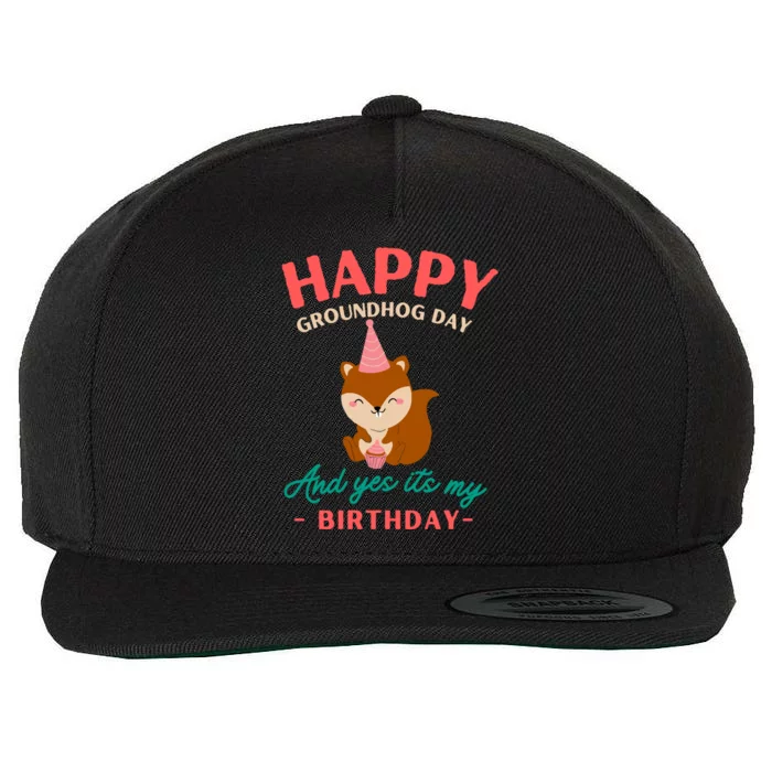 Happy Groundhog Day Birthday Groundhog Lovers Gift Wool Snapback Cap