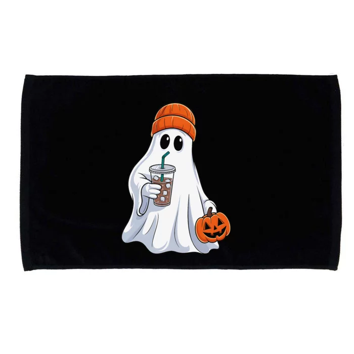 Halloween Ghost Drinking Coffee Ghost Ice Coffee Microfiber Hand Towel