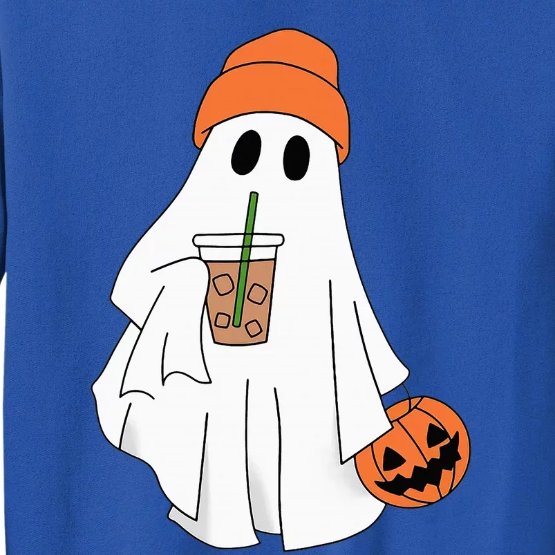 Halloween Ghost Drinking Coffee Ghost Ice Coffee Sweatshirt