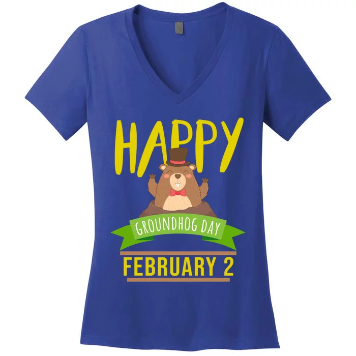 Happy Groundhog Day Respect The Groundhog Gift Women's V-Neck T-Shirt