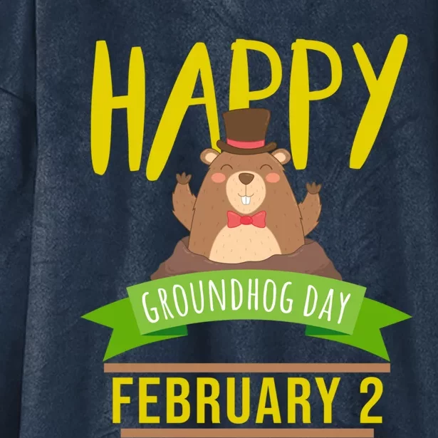 Happy Groundhog Day Respect The Groundhog Gift Hooded Wearable Blanket