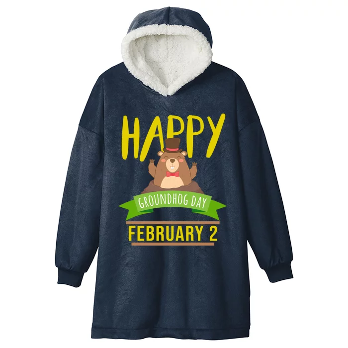 Happy Groundhog Day Respect The Groundhog Gift Hooded Wearable Blanket