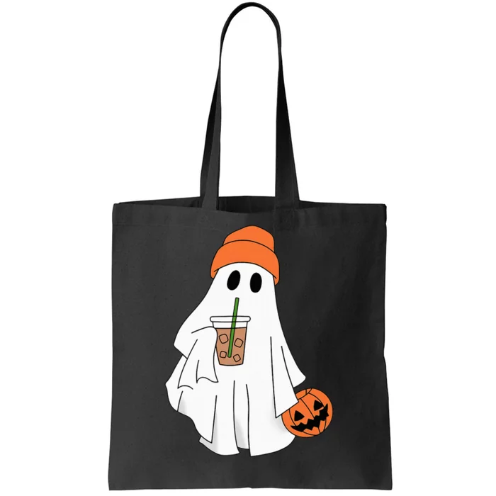 Halloween Ghost Drinking Coffee Ghost Ice Coffee Tote Bag