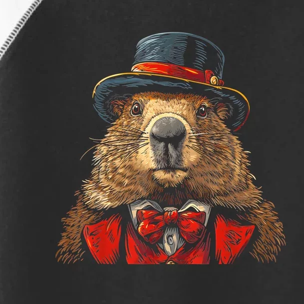 Happy Groundhog Day Ground Hog With Hat Animal Lover Toddler Fine Jersey T-Shirt