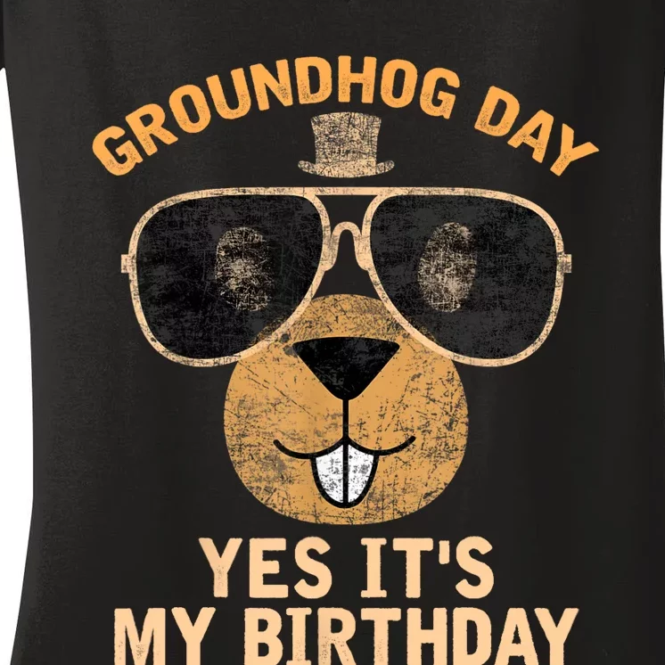 Happy Groundhog Day Lovers Costume Women's V-Neck T-Shirt