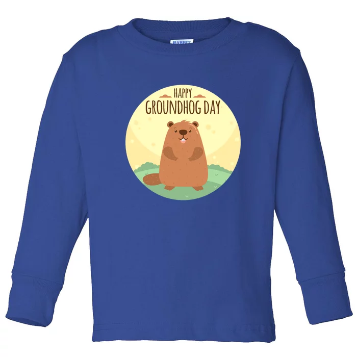 Happy Groundhog Day Gift Marmot Forecast For Spring Or Winter Gift Toddler Long Sleeve Shirt