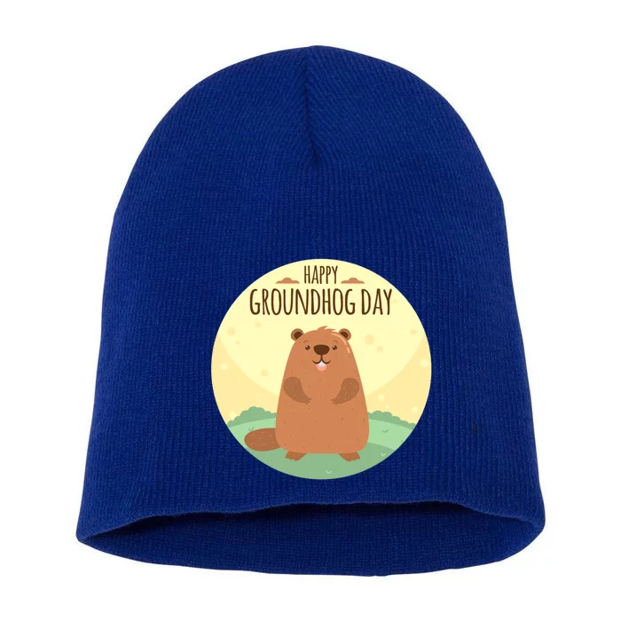 Happy Groundhog Day Gift Marmot Forecast For Spring Or Winter Gift Short Acrylic Beanie