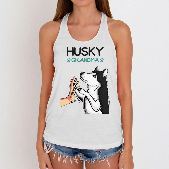 Husky Grandma Dog Mom Lover Women's Knotted Racerback Tank