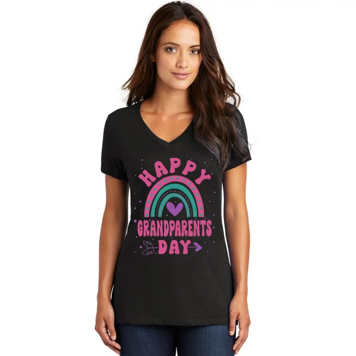 Happy Grandparents Day Funny Grandparents Day Gift Women's V-Neck T-Shirt