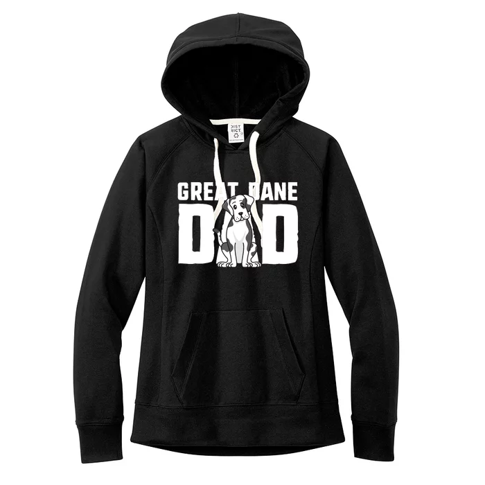 Harlequin Great Dane Dad Dog Father Puppy Adoption Owner Women's Fleece Hoodie