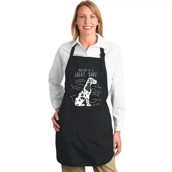 Harlequin Great Dane Dog Anatomy Funny Pet Mom Cute Dog Dad Full-Length Apron With Pocket