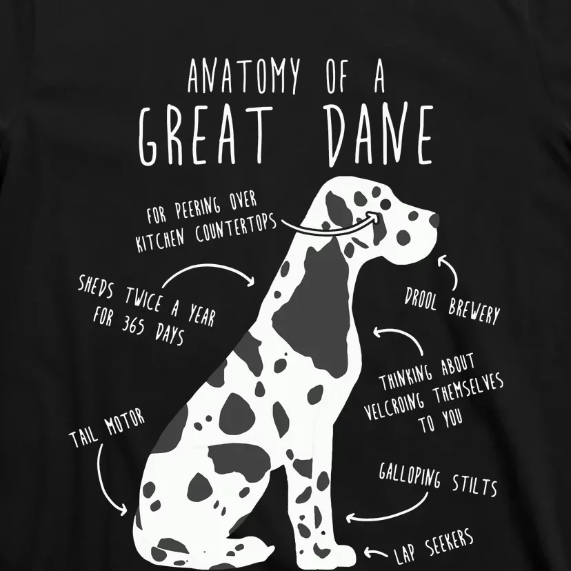 Harlequin Great Dane Dog Anatomy Funny Pet Mom Cute Dog Dad T-Shirt