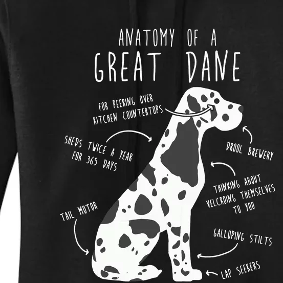 Harlequin Great Dane Dog Anatomy Funny Pet Mom Cute Dog Dad Women's Pullover Hoodie