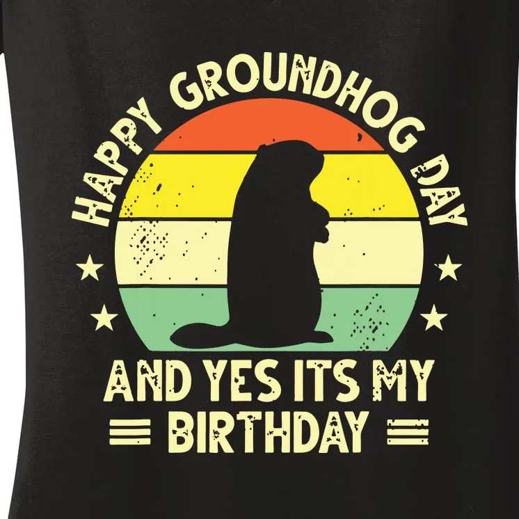 Happy Groundhog Day Lovers Costume Boy Women Women's V-Neck T-Shirt