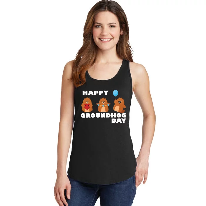 Happy Groundhog Day Ladies Essential Tank