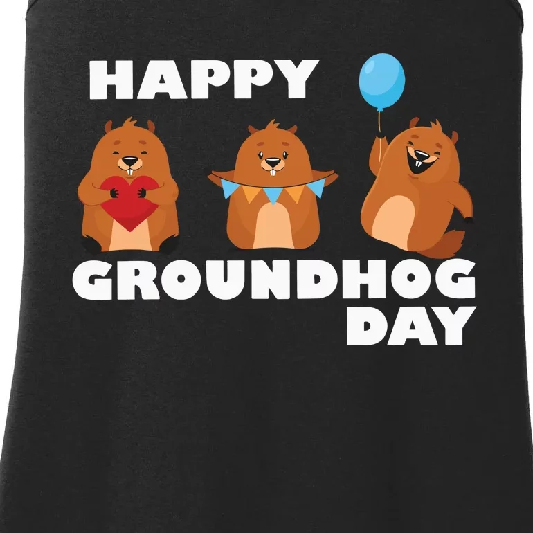 Happy Groundhog Day Ladies Essential Tank