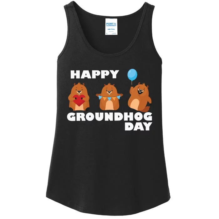 Happy Groundhog Day Ladies Essential Tank