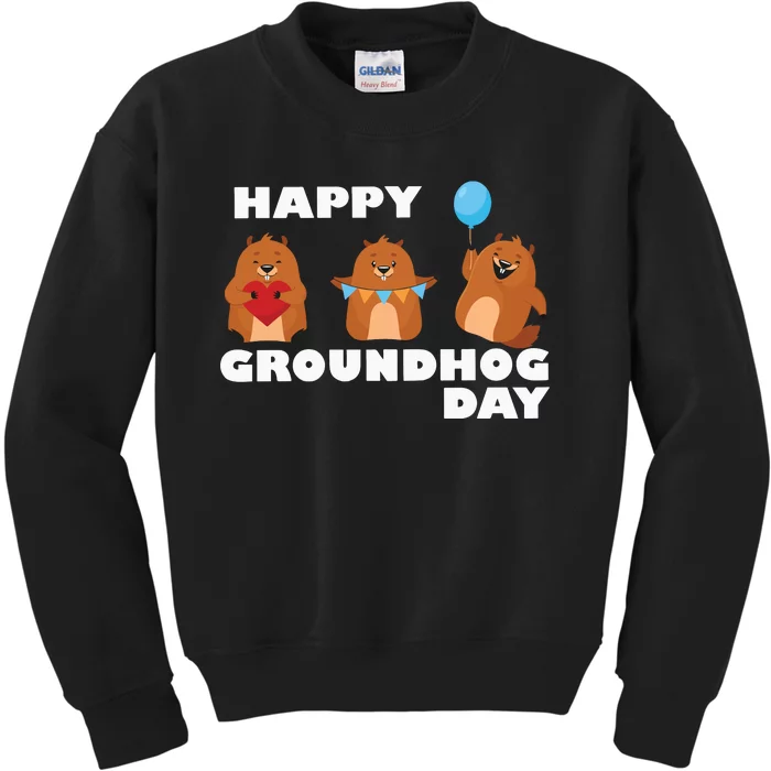 Happy Groundhog Day Kids Sweatshirt