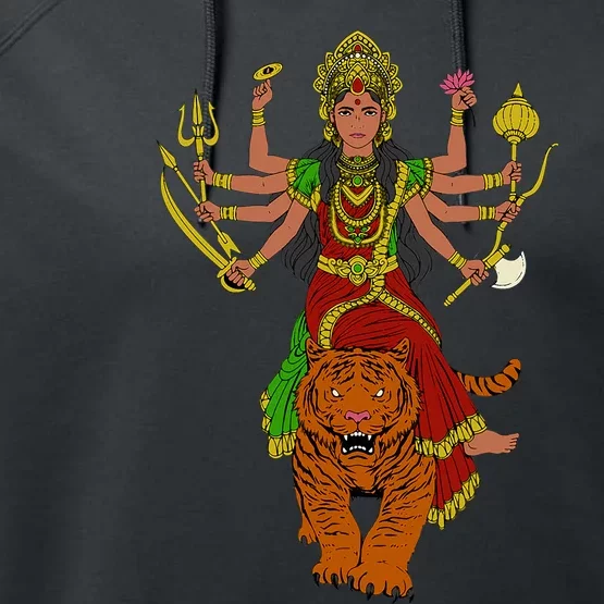 Hindu God Durga Performance Fleece Hoodie