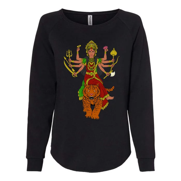 Hindu God Durga Womens California Wash Sweatshirt